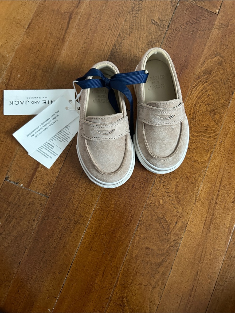 Janie and Jack Kids Suede Loafers in Light Taupe